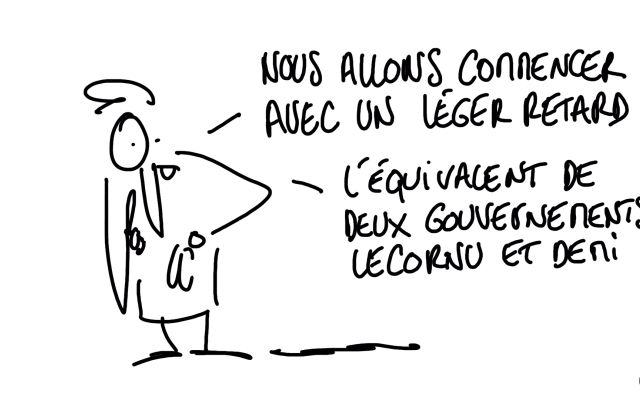 Un personnage dit que l'événement va commencer en retard